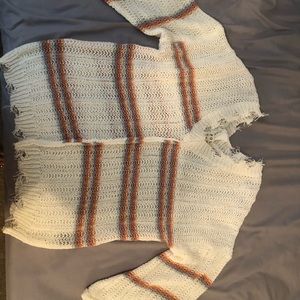 white distressed sweater